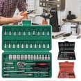 thumbnail image 2 of 46pcs 1/4 Inch Ratchet Socket Repair Wrench Set Ratchet Wrench Tool Kit with Bit Socket Set Car Repair Set, 2 of 5