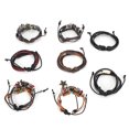 thumbnail image 3 of Pulsera de cuero trenzada multicapa para hombre y mujer, 8 unidades, tejida a mano, estilo retro punk, 3 of 14