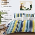 thumbnail image 4 of Blue Stripe Duvet Cover Set, Yellow Colorful Striped Modern Abstract Soft Duvet Cover Full Size Bedding Set 4 Pieces, 1 Quiltcover and 2 Pillowcases with Zipper, 1 Bed Sheet for All Seasons, 4 of 9