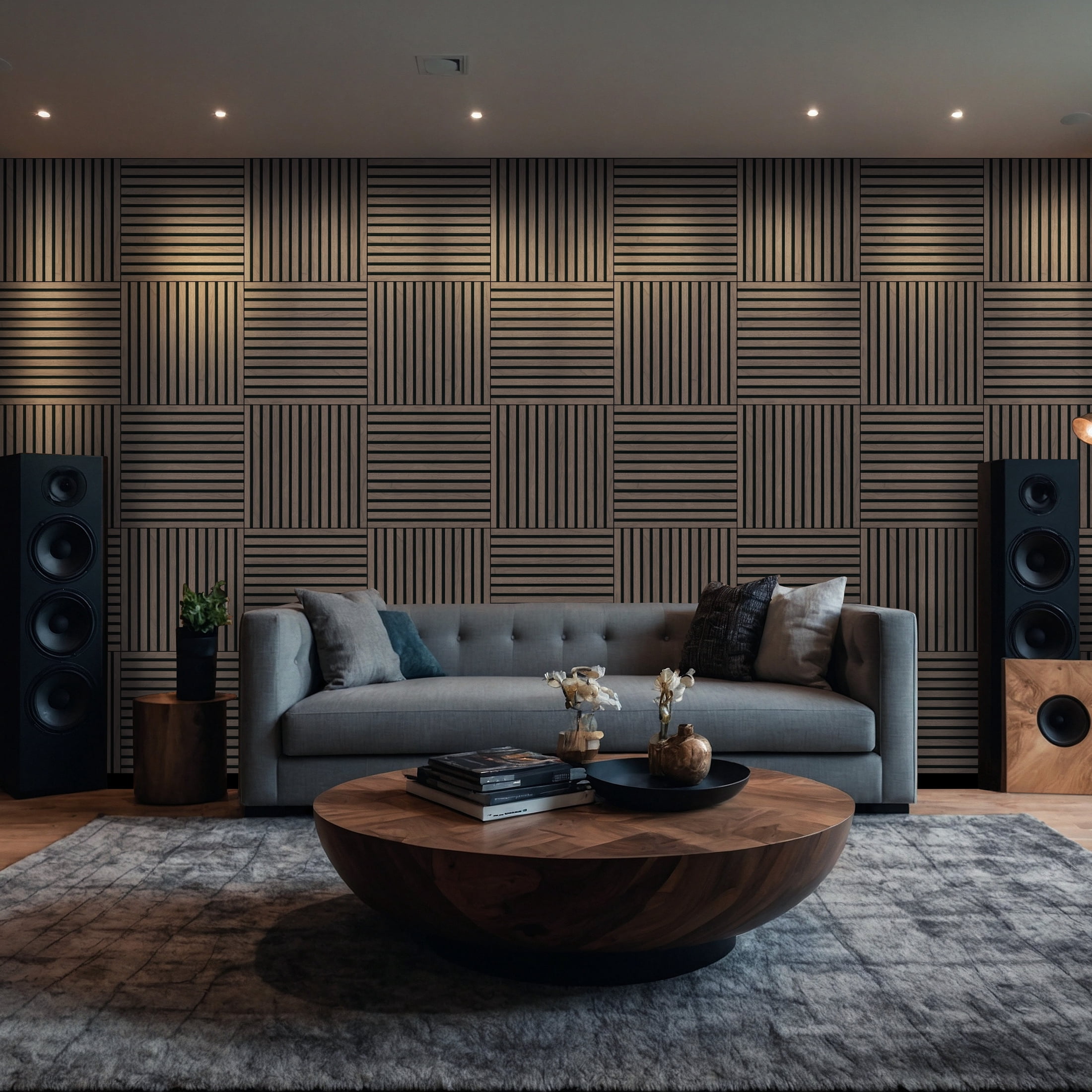 MSI 24 in. x 24 in. Harmony Sable Wood Veneer Sound Absorbing Acoustic Wood Slat Wall Panel (2 Pack / 8 sq. ft.)