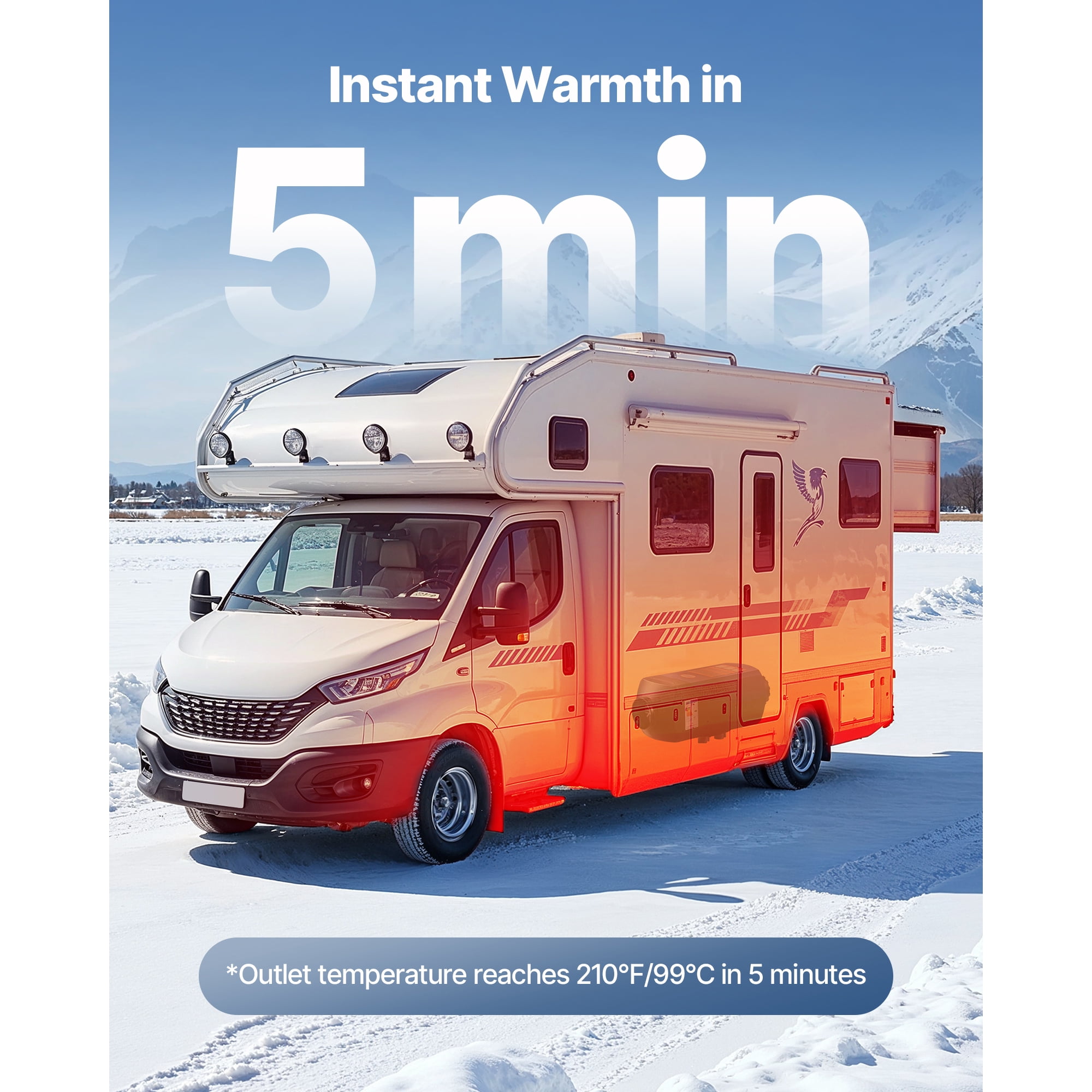 KFFKFF Portable Diesel Air Heater, 8KW, DC 12V/24V, Compact Heater with Remote Control and LCD Display, Efficient Heating, Quiet Operation, 2.6 Gal Fuel Tank for Cars, Vans, RVs, Campers, and Trucks