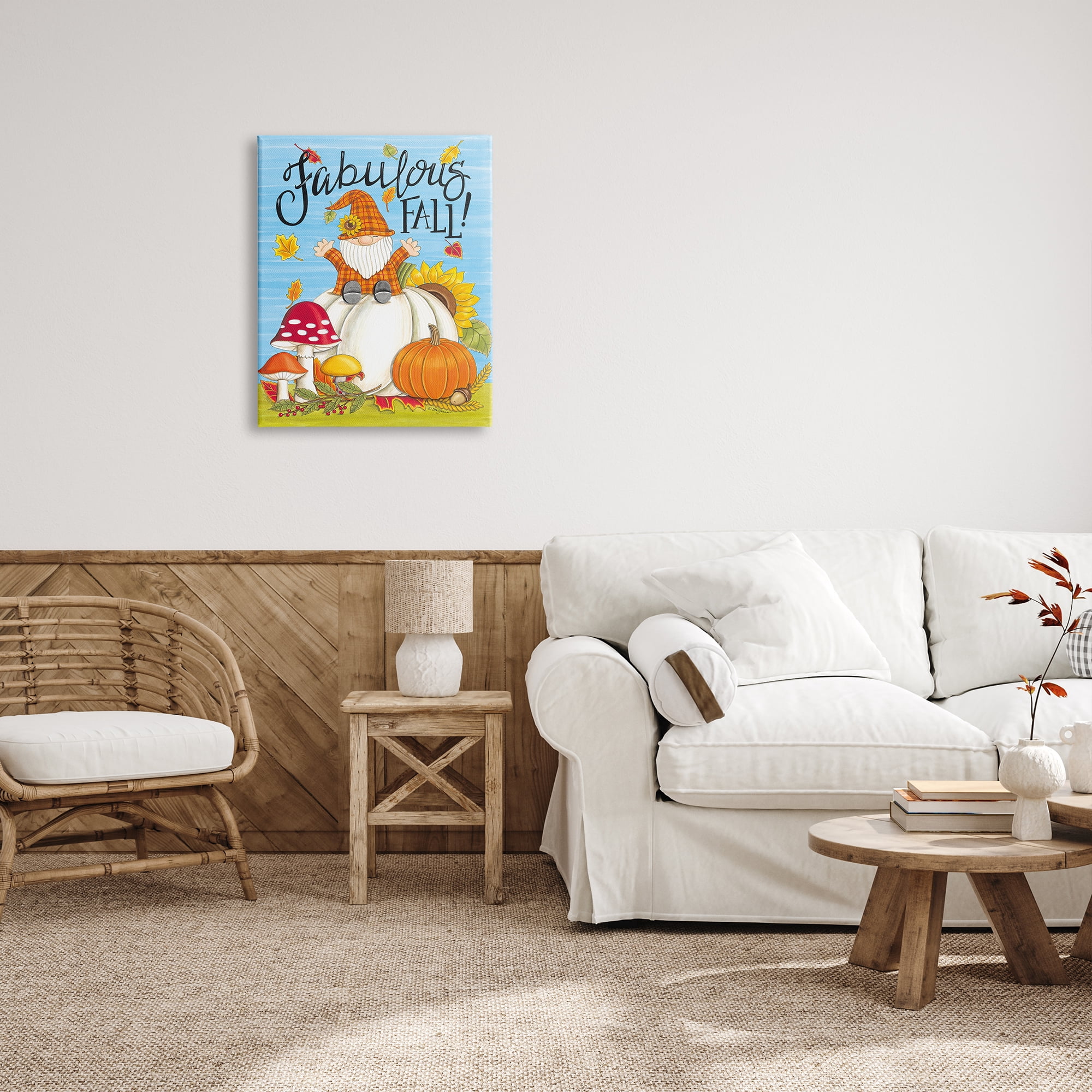 Stupell Industries Fabulous Fall Gnome Holiday Painting Gallery Wrapped Canvas Print Wall Art, 24 x 30