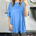 thumbnail image 2 of Yuyuzo Hauts d'Automne pour Femmes Manches Courtes Décontracté Ample Confortable Col Rond T-Shirts Unis, 2 of 6