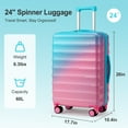 thumbnail image 2 of Zimtown 24" Luggage with Hardside Spinner Wheels, Checked-Medium TSA Look Suitcase, Green Pink Gradient, 2 of 13