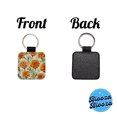 thumbnail image 4 of Orange Marigolds Flowers Watercolor Faux Leather Square Keychain, 4 of 7