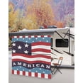thumbnail image 5 of 4th of July RV Awning Sun Shade Screen 9'X7' American Flag Mesh Sunscreen Stars Red White and Blue Awning Shade Screen with Zipper UV Blocker Completed Kits Outdoor Canopy for RV Motorhome Camper, 5 of 7