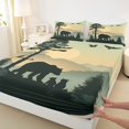thumbnail image 3 of Manfei Adult Rustic Bear Queen Sheet Sets, Retro Country Animal Flat Sheet, Farmhouse Cabin Wildlife Queen Fitted Sheet, Breathable Home Decor, 4 Pieces, 3 of 7