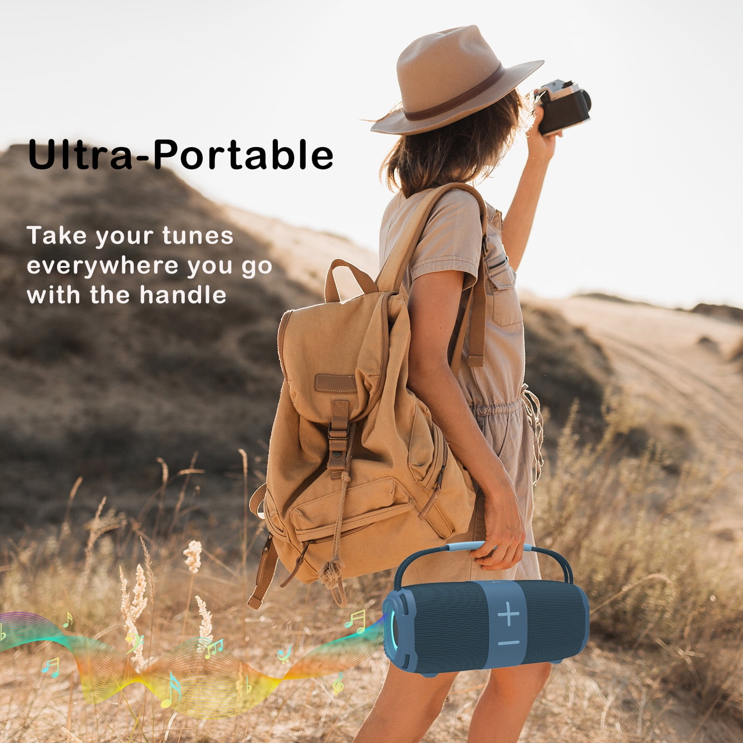 Babyltrl Portable Bluetooth 5.3 Speaker,9.3" Wireless Speaker with Dynamic LED Lights and Powerful 360° Sound,TWS Pairing,Outdoor Music Party Show,Blue