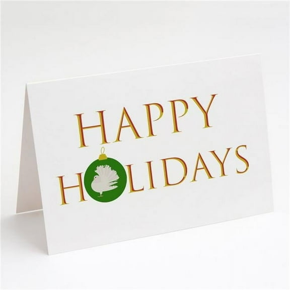 Silver Fantail Pigeon Happy Holidays Christmas Greeting Cards and Envelopes Pack of 8 7 in x 5 in