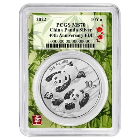 2022 10 Yuan Silver China Panda PCGS MS70 FDOI China Panda Frame