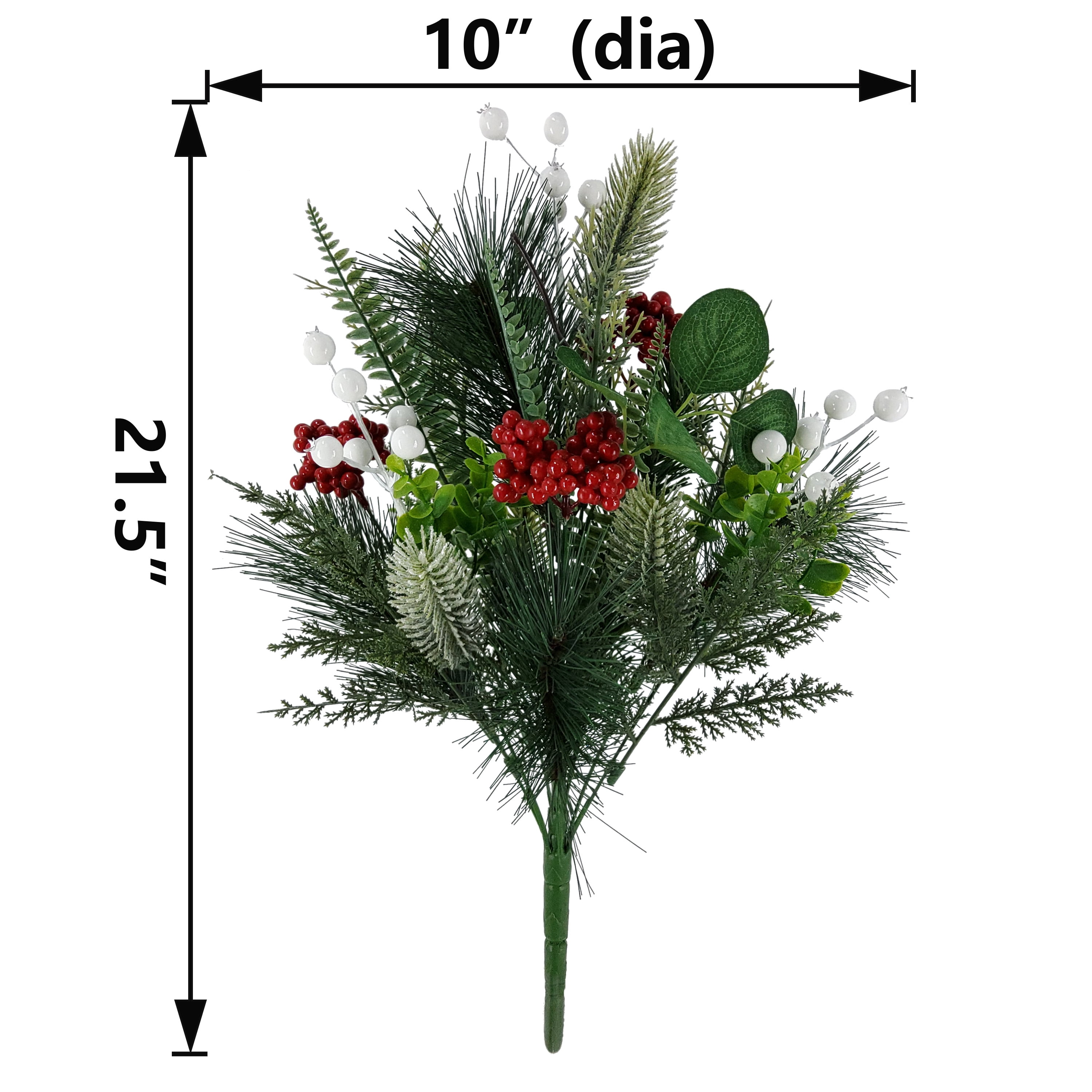 Mainstays 21.5''H Indoor Decorative Greenery Berry Mixed Bouquet, Green and Red Color.