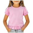 thumbnail image 3 of Gubotare Cute Tops for Teen Girls Girls T Shirts Short Sleeve Summer Shirts Fashion Crewneck Tops Tee Blouse 11T-12T,Pink, 3 of 7