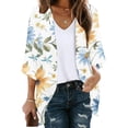 thumbnail image 2 of YUGYXL Chiffon Cardigan for Women Thin Lightweight 3/4 Sleeve Cardigans Trendy Print Cardigan Tops White S, 2 of 5