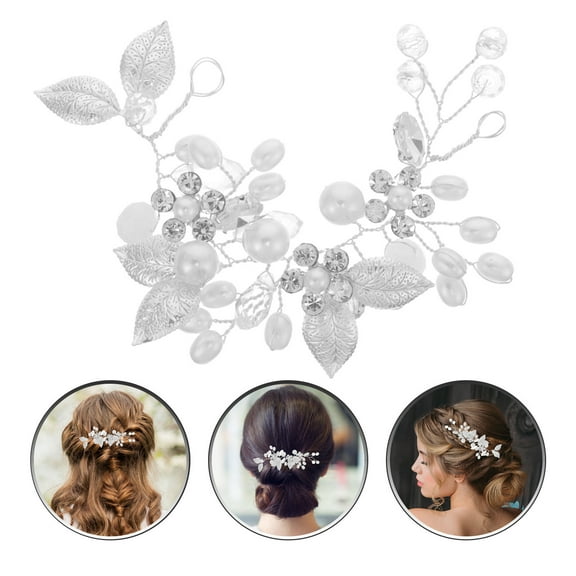 NICEXMAS Rhinestone Bridal Headband Plated Silver Hair Accessory for Weddings and Celebrations