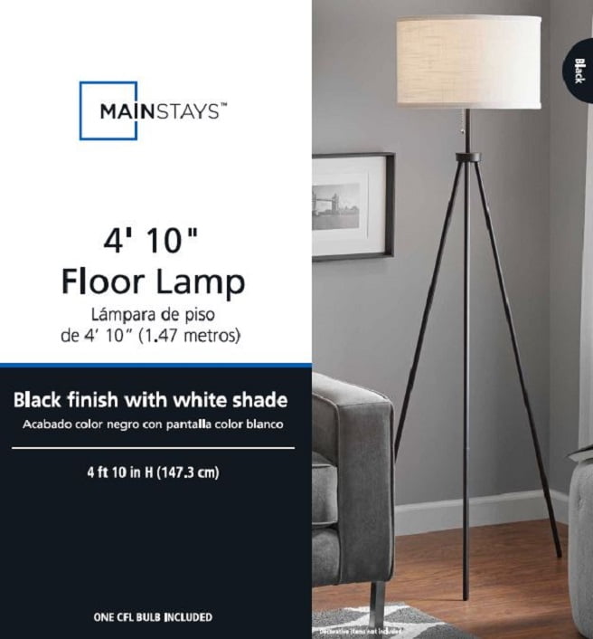 Mainstays 58 Metal Tripod Floor Lamp, Tripod Plant Black Floor Lamp