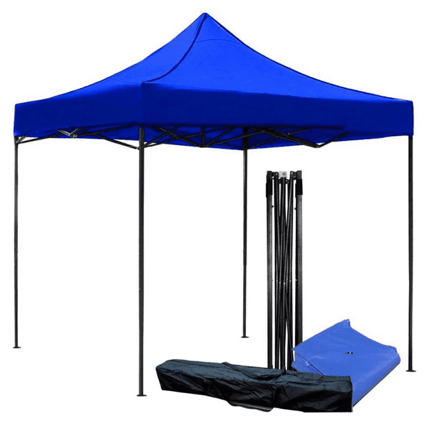 Toldo Carpa Lona Plegable Reforzado Impermiable Portatil 3x3M para Eventos Tianguis Jardin Patio Incluye Estuche para Transportarlo Color Azul