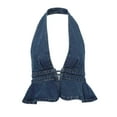 thumbnail image 4 of Hwmodou Sleeveless Denim Jacket Womens Vintage Sleeveless Backless Tie Back Tank Top Halterneck Jean Vest Top Streetwear Cropped Denim Vest, 4 of 9