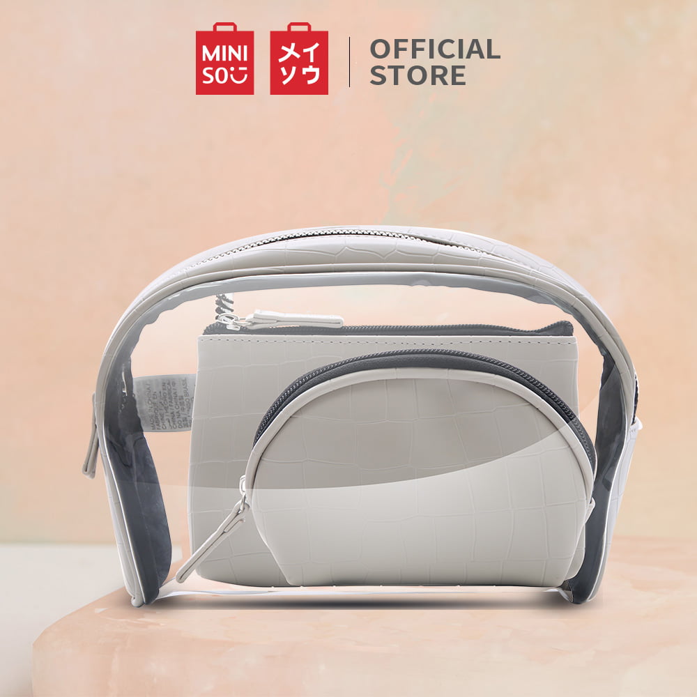  MINISO Solid 17 Cms Cosmetic Pouch(L_Green) : Beauty