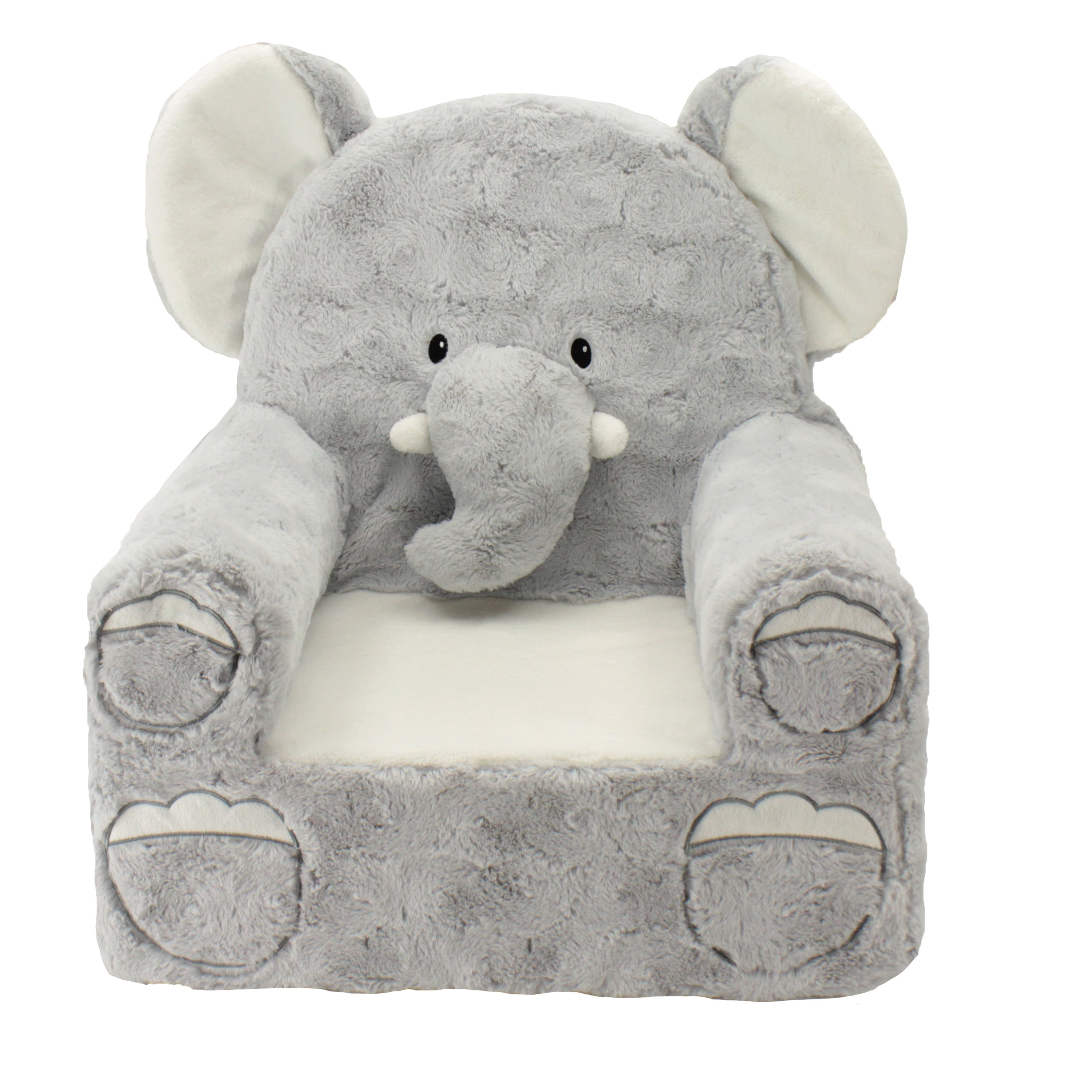 Retro Elephants Fabric Child's Chair Kid's Armchair Grey Nursery Bedroom Animals 
