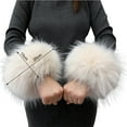 thumbnail image 5 of AYYUFE 1 Pair Women Cuffs Solid Color Faux Fur Autumn Winter Windproof Fluffy Wristbands for Daily Wear, 5 of 8