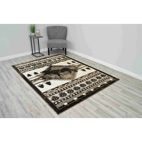 MOON Modern Stylish Living Room Rug DESIGN MOOSE - 7'8"x10'8", Brown