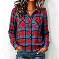 thumbnail image 3 of Cmtiyu Plaid Shirts for Women, Baggy Long Sleeve Down Collar Button Flannel Shirts, Casual Womens Tops with Pockets, S-2XL, 3 of 7