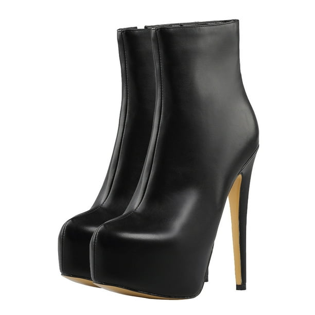WORGEOUS 1 par de botas de tacón alto impermeables para banquetes, botas cortas de moda para mujer, negro