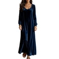 thumbnail image 2 of qafoshin Womens Velvet Maxi Dresses Elegant Crew Neck Long Sleeve Solid Color Dress, 2 of 5
