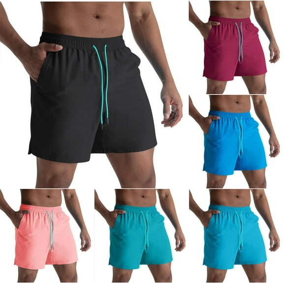 RYDCOT Men's Solid Color Surfing Pants Quick-Drying Sport Shorts Loose Beach Short Pants Summer Fashion Outdoor Fitness Basketball Shorts Sky Blue