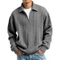 thumbnail image 2 of Cold Weather Sweatshirts for Men Quarter Zip Pullover Workout Half Zip Long Sleeve Fall Polo Sweaters Gray M, 2 of 7