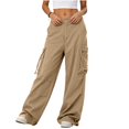 Vivianyo HD Cargo Pants Women with Drawstring Hem, Button Zipper Fly ...