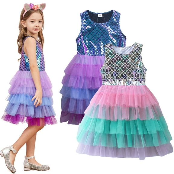 YTDSCS Kids Girls Fashion Princess Party Dresses Swing 3-8T Tutu Tulle Dresses Spring Summer Sleeveless Party Gown for Baby Toddler