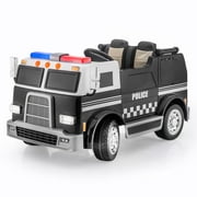 SUPERtrax Big Rig Rescue Kid's Ride On Police Vehicle, Battery Powered, Remote Control - Black