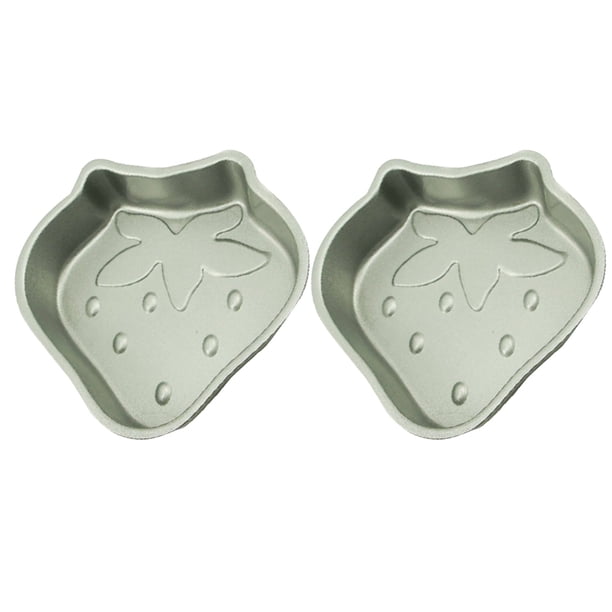 2 piezas Mini bandeja para hornear molde para pasteles Bandeja para hornear Bandeja para hornear pasteles DIY Molde para pudín para el hogar (fresa plateada)