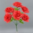 thumbnail image 5 of chaungfeng 1 Bundle 7 Heads Artificial China Rose‌ Flowers, 13inch Silk Rose Bouquet with Stem, Blooming Flower Bunches for DIY Floral Arrangement Table Centerpiece Decoration (Red), 5 of 7