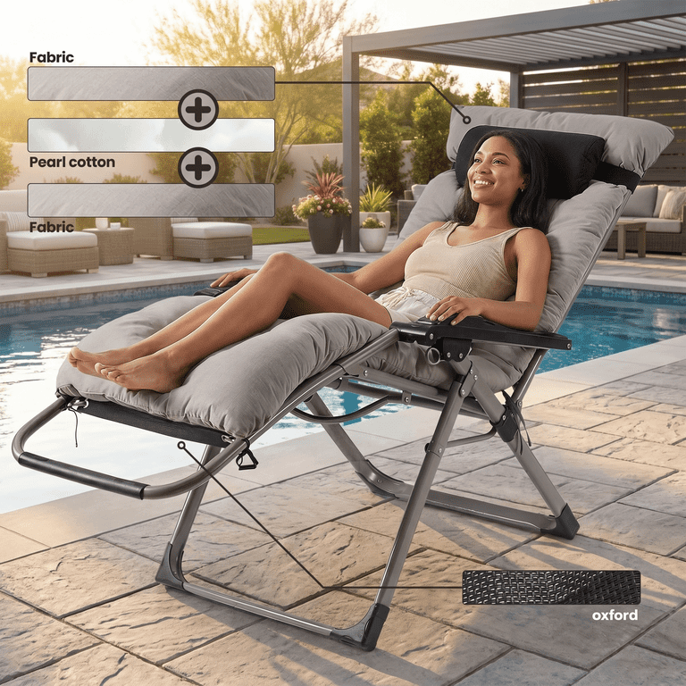 Naipo Zero Gravity Chair, Outdoor Foldable Padded Lounge Chair