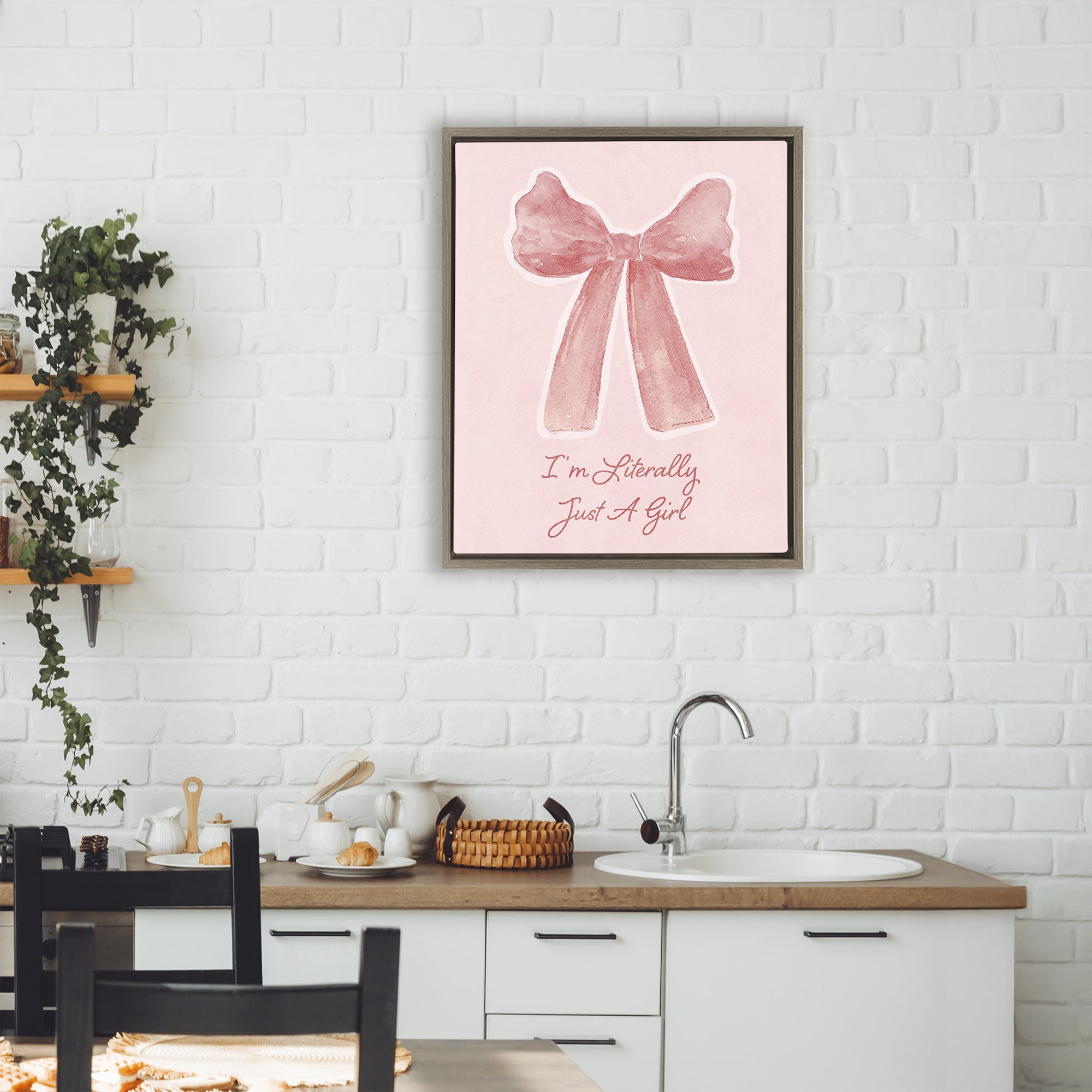 Stupell Industries Literally Just A Girl Brown Framed Floater Canvas Wall Art, design by Lucille Price