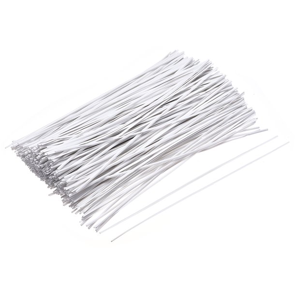 Unique Bargains Metallic Twist Ties 150mm x 1.8mm Plastic White Cable