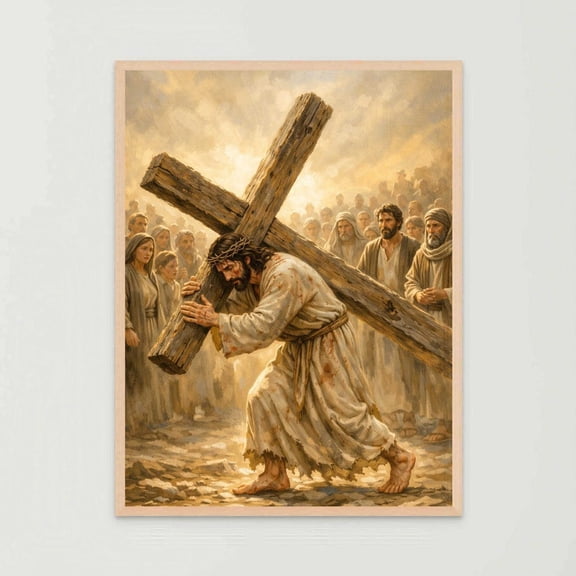 The Walk To Golgotha Christian Wall Art Jesus Cross Calvary Bible Sketches Print, Unframed Paper Poster 8x10in