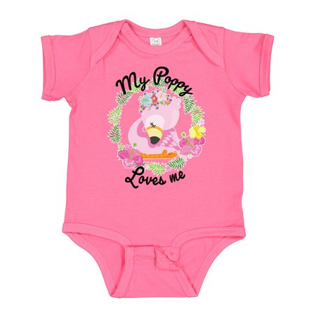 

Inktastic Baby Flamingo My Poppy Loves Me with Flower Wreath Gift Baby Boy or Baby Girl Bodysuit