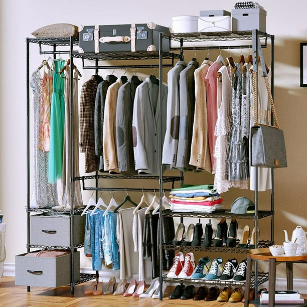 UWRNite Wire Garment Rack 5 Tiers Heavy Duty Clothes Rack with 2