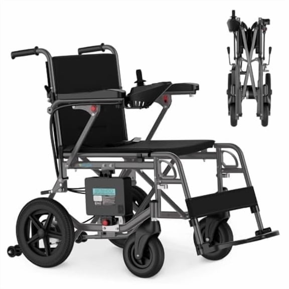 ROPLASO Electric Wheelchair for Adults Lightweight Foldable Electric Wheelchair for Seniors Power Motorized Wheelchair (Darkgrey)