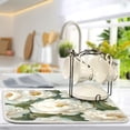 thumbnail image 5 of qxltty Cartoon White Peony Kitchen Drying Mat Extremely Absorbent Microfiber Dish Mats for Plates Cutlery Pots and Pans 16×18in, 5 of 8