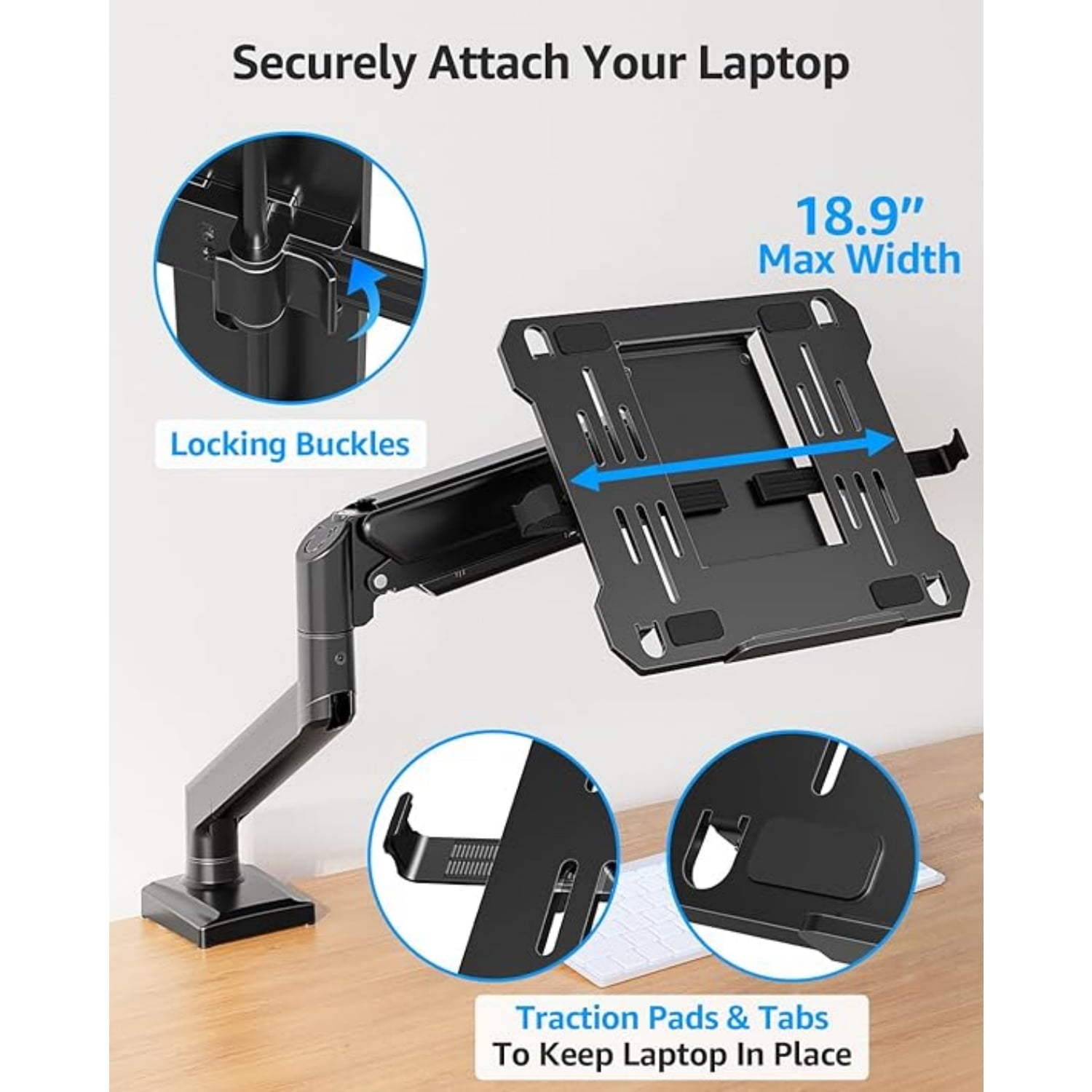 Laptop Stand for Desk, 2-in-1 Monitor Mount with Laptop Tray Holds 2.2-22lbs, Adjustable Laptops Arm Mount for Max 17" Notebook & 32" Monitor, Laptops Desk Arm with Clamp/Grommet