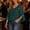 Green, variant on V-Neck Blouse for Women, Glitter Split Flared 3/4 Slit Sleeve Mesh Top Casual Evening Party Shirt for Dating Party S‑3XL