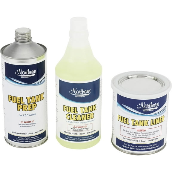 Gas Fuel Tank Cleaner/Prep/Liner Leak Repair Kit