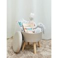 thumbnail image 3 of Taburete Otomano , Taburete Redondo Para Almacenamiento, Cofre De Almacenamiento, Taburetes De Tela De Lino Con Tapa Baja, Diseño De Sala De Estar, Patas De Madera Maciza Beige, 3 of 5