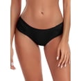 thumbnail image 4 of Ocean Blues Women's Full Coverage Bikini Bottom Mid Rise Ruched Sides Swim Bottoms Black Size Medium, 4 of 7