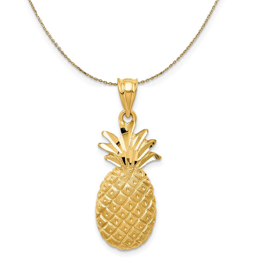 14k Yellow Gold 3-D Cut-Out Pineapple Pendant