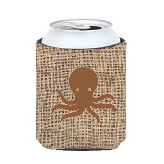 Octopus Burlap And Brown Can Or Bottle  Hugger
